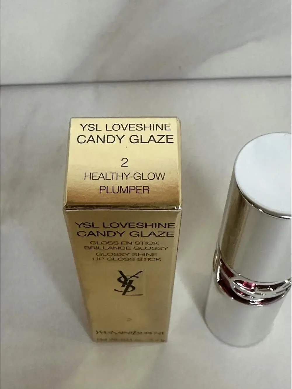 YSL Loveshine Candy Glaze glossy shine lip gloss stick 2 Healthy Glow Plumper